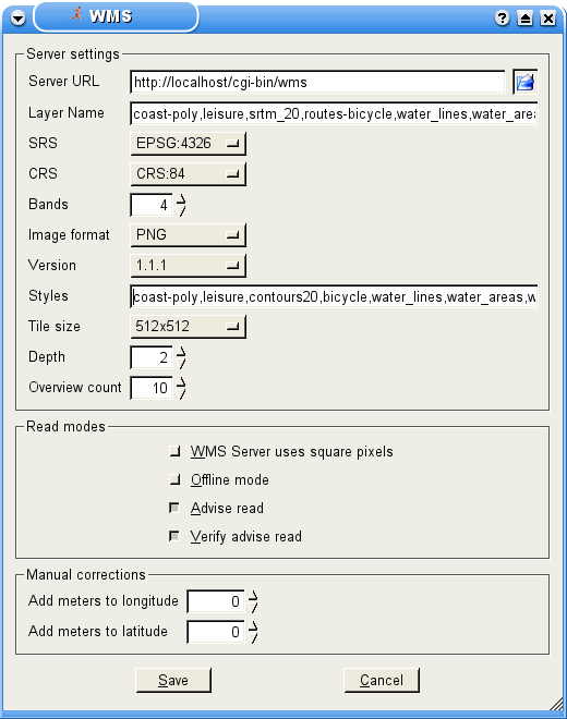 WMS dialog